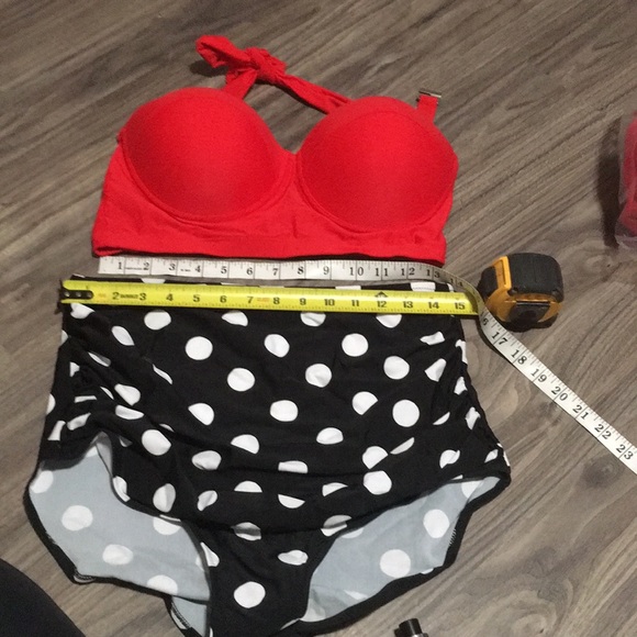 Cherry cat 50s Retro bikini swimsuit 14/16 - Picture 4 of 7